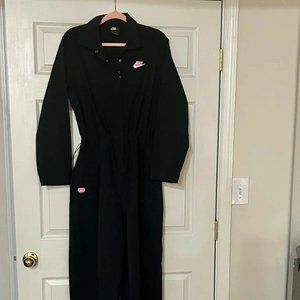 Nike Women Sportswear Casual Walking Jumpsuit Overall Black Rabbit Patch Size XL